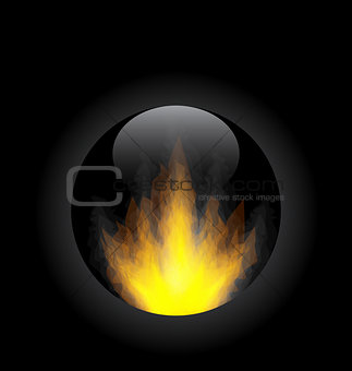 Fire flame in circle frame