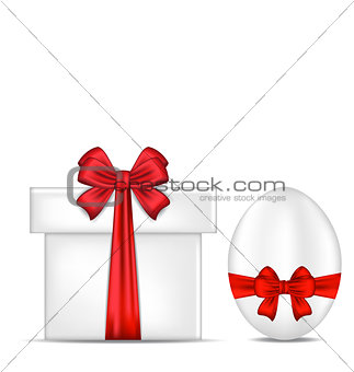 Easter gift box with red bow and egg