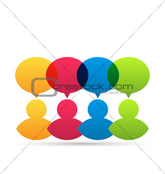 Colorful people icons with dialog speech bubbles