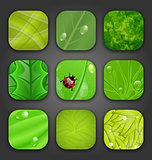 Ecologic backgrounds with leaves texture for the app icons