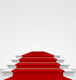 Stairs covered with red carpet, isolated 