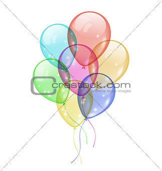 Bunch colorful balloons isolated on white background