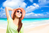 fashionable young woman have a vacation in the beach