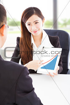 Business woman showing good financial situation