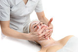 facial massage with scrub mask 