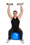 Dumbbell Shoulder Press on stability ball