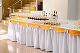 banquet table with alcohol drinks