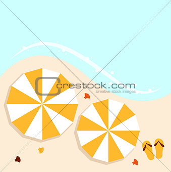 Beach summer background with umbrellas