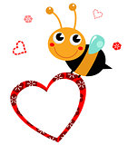 Cute beautiful Bee with blank heart for Mother's Day