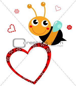 Cute beautiful Bee with blank heart for Mother's Day