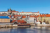 Old town and Prague castle with river Vltava, Czech Republic