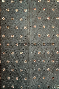 Historical ornate iron door , Prague, Czech Republic