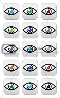 Eye colors sight icons set - vector icons set