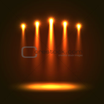 Vector Background With Five Bright Spotlights