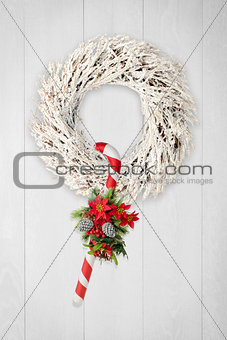 Christmas wreath and cane