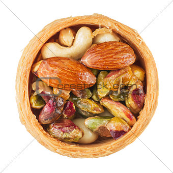 Mix of nuts in a basket
