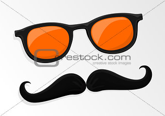 Hipsters mustache and glasses