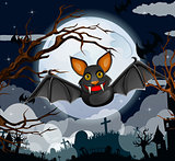 Cartoon Halloween bat flying