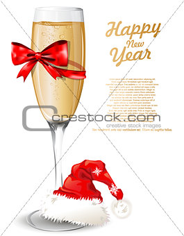 New Year Background with Glass of Champagne