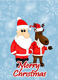 Cartoon santa and reindeer