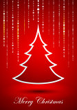 Abstract Christmas tree on red background