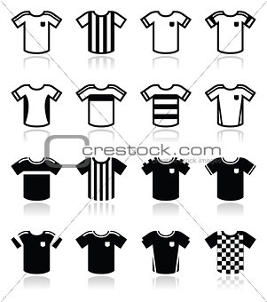 Football or soccer jerseys icons set
