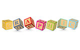 Word GRAPHIC written with alphabet blocks