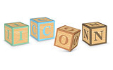 Word ICON written with alphabet blocks