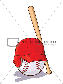 Baseball with Helmet and Bat