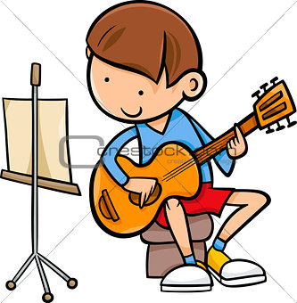 boy with guitar cartoon illustration