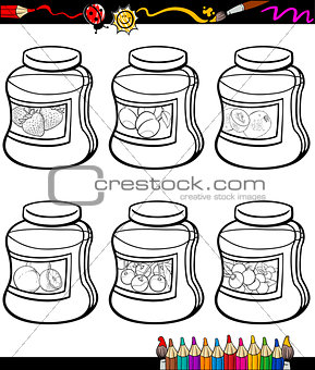 jams in jars set cartoon coloring book