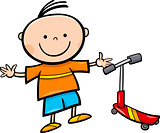 cartoon little boy with scooter