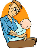 father with baby cartoon illustration