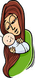 mother with baby cartoon illustration