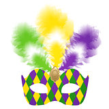 Venetian carnival mask with colorful feathers
