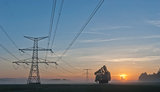 Electricity Pylons and nuclear power plant Temelin - Czech Repub