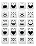 Beard and glasses, hipster icons set