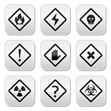 Danger, risk, warning buttons set