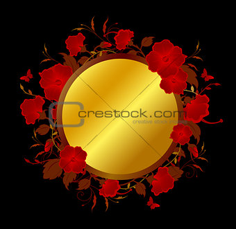 Background with red tropical flowers 