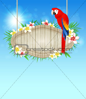 Background with red parrot