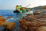 shipwreck and seascape sunset 