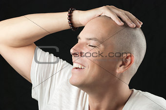 Man Feels Newly Shaved Head