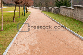 Red gravel path in the park