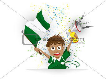 Nigeria Soccer Fan Flag Cartoon