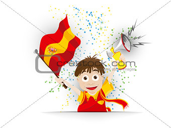 Spain Soccer Fan Flag Cartoon