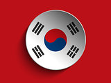 Flag Paper Circle Shadow Button South Korea