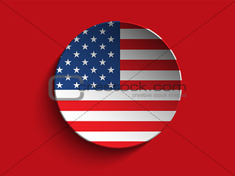 USA Flag Paper Circle Shadow Button