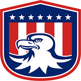 American Bald Eagle Head Flag Shield Retro