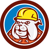 Bulldog Construction Worker Head Cartoon