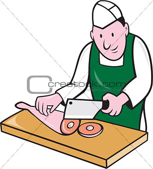 Butcher Chopping Meat Cartoon